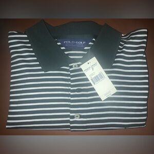 NEW Polo Ralph Lauren Polo Shirt Navy Blue & White Stripe 100% Pima Cotton XL$73